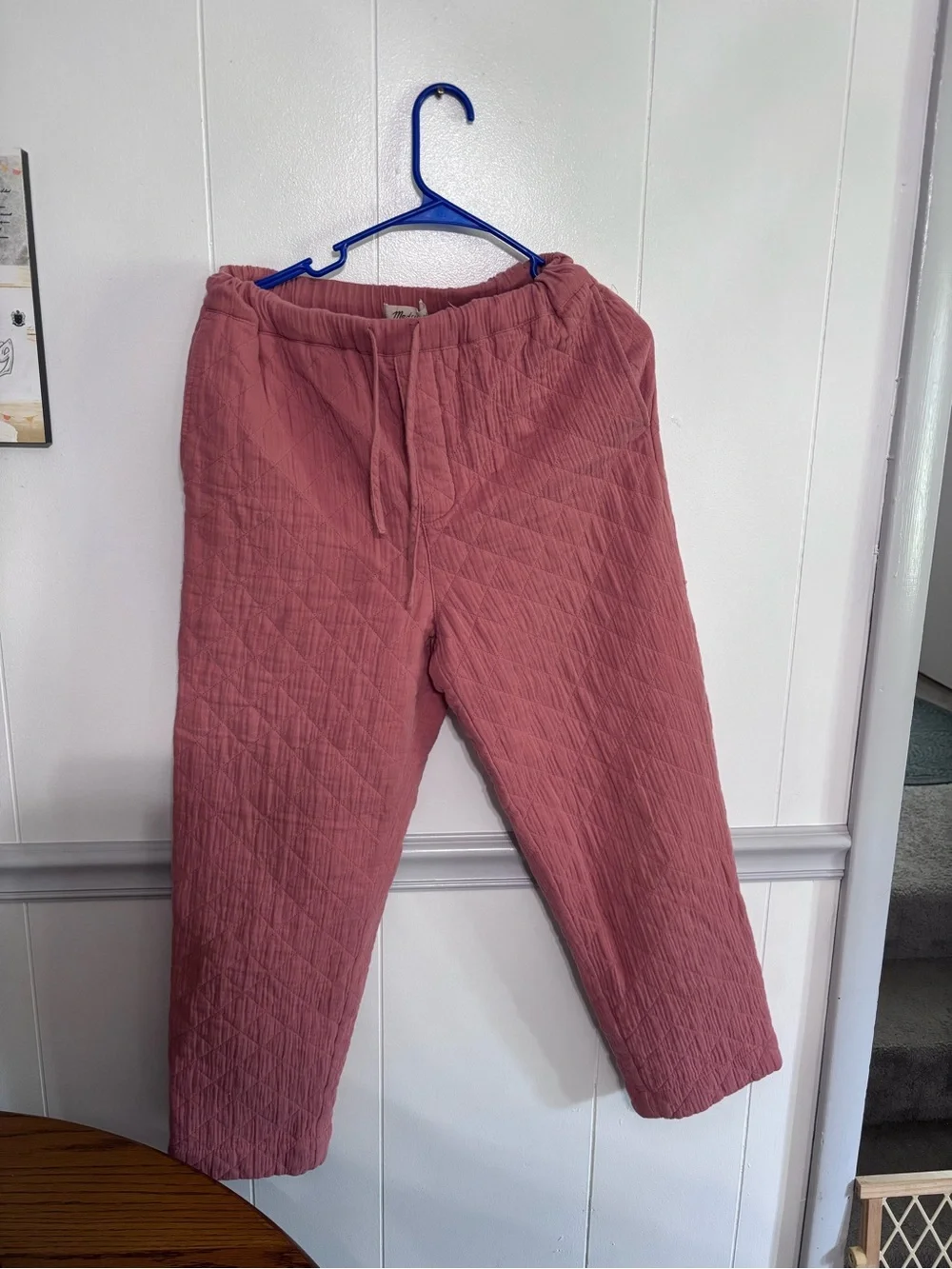 Madewell Quilted Drawstring Joggers in Rose